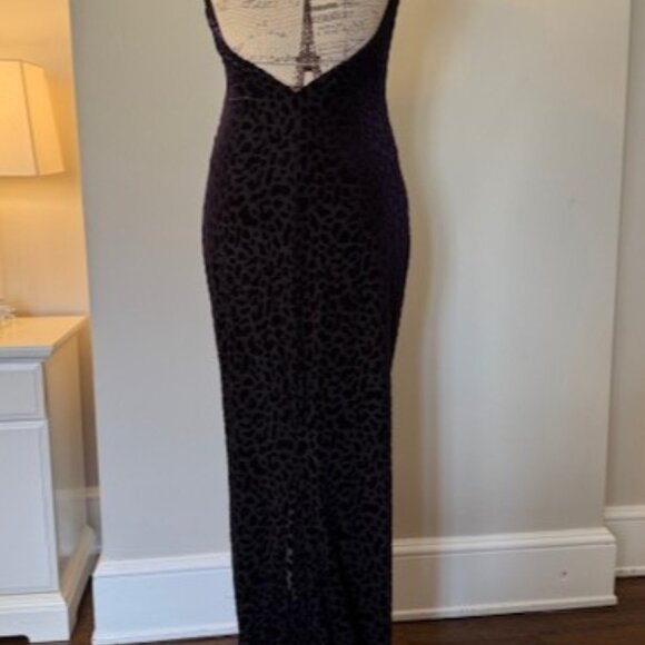 BCBGMAXAZRIA Purple Burnout Velvet Halter Gown S - Picture 5 of 7